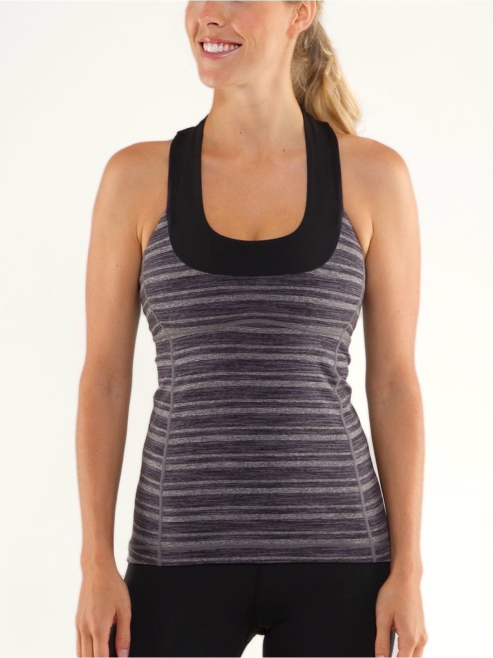 Lululemon Athletica Gray Fitted Sleeveless Tank Top with built in bra